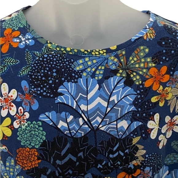 LOFT Blue Multicolor Floral Ruffle Sleeve Blouse Women S Small - Picture 2 of 5